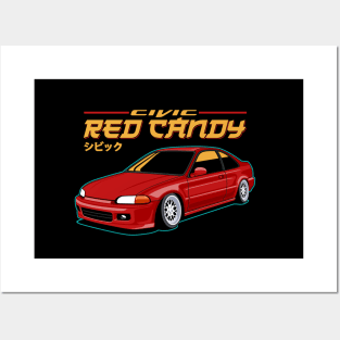 Civic Red Candy Jdm Car Posters and Art